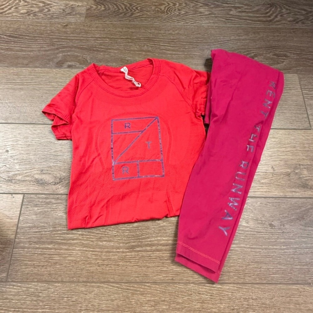 Lululemon x Rent the Runway Leggings and Top Size 6 Red/Pink 2 Piece Athletic